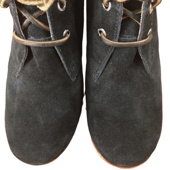 Sperry Top Sider Harlow Black Suede Lace Up Wedge Booties - Sz 7 - Picture 6 of 14